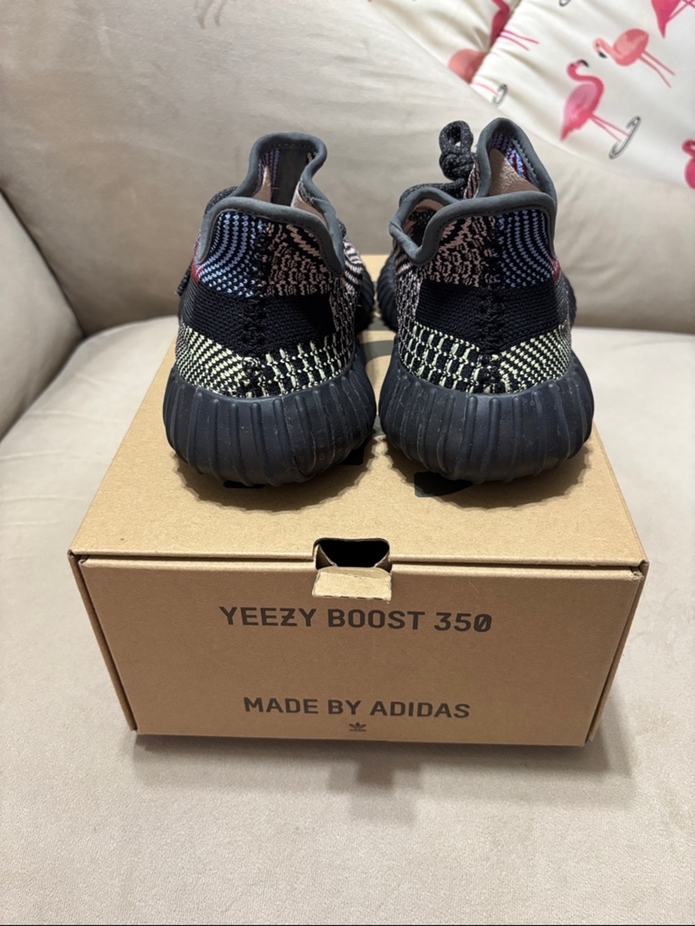 Yeezy Boost 350 V2 Black Multicolor Knit Running Shoes. reflective - Picture 7 of 13